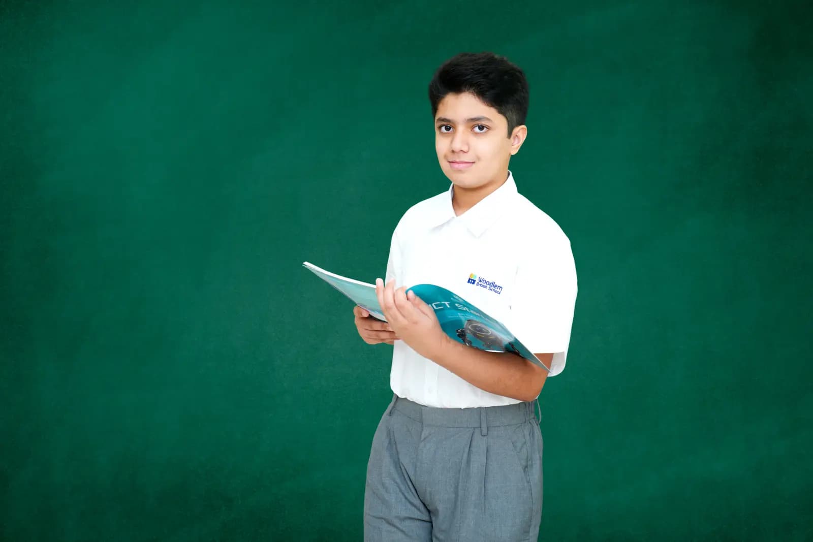 Student in the Woodlem British School boys' uniform