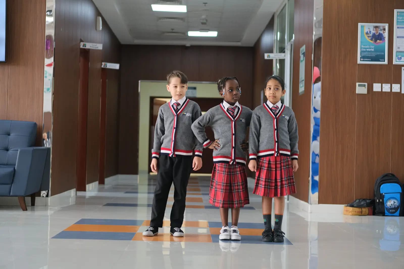 Students walking through the school corridor