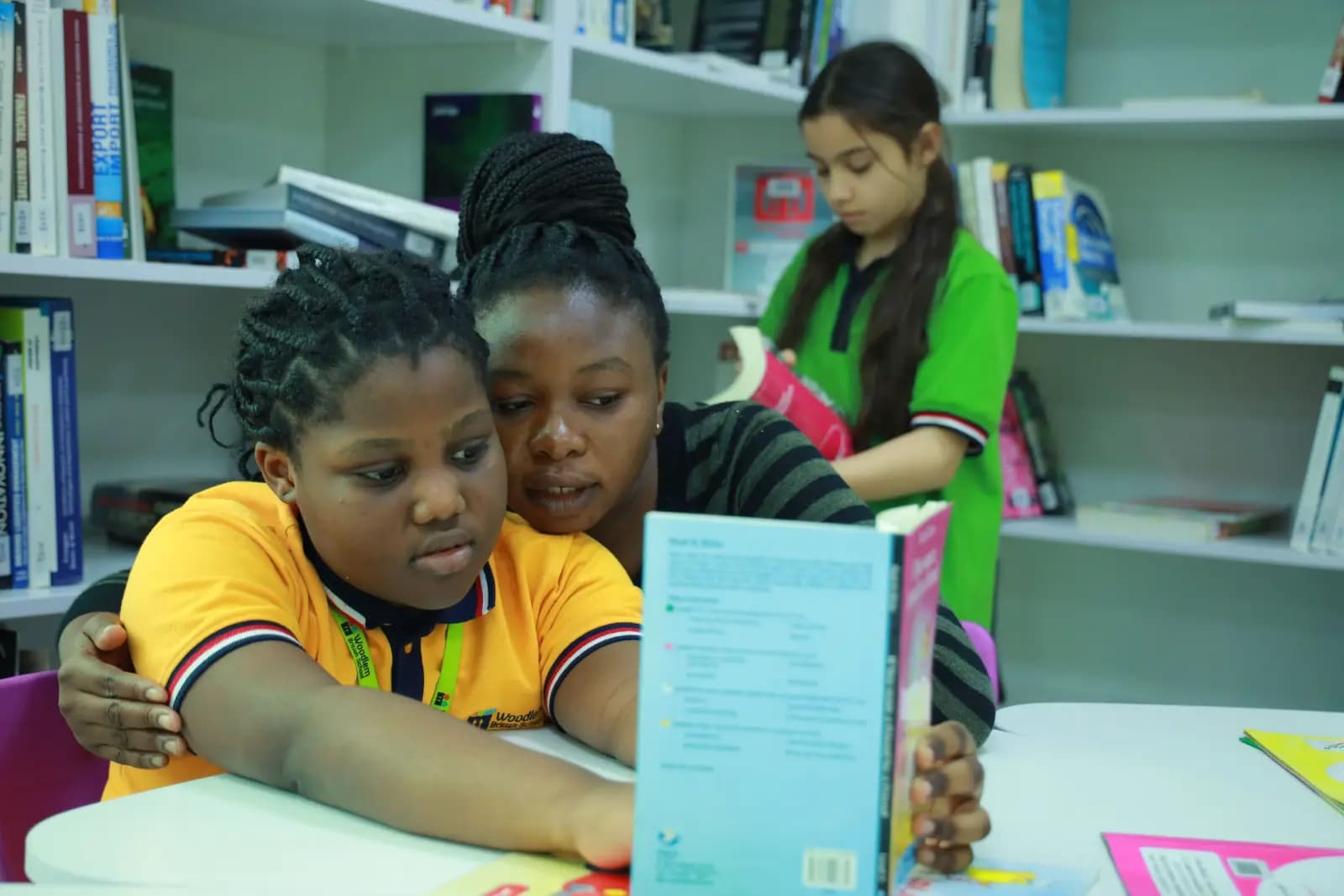 Student reading in the library